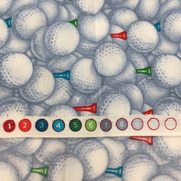 FQ Fat Quarter Quilting Fabric 18" x 22" Overall Golf Balls Tee Blue White Green - Picture 7 of 8
